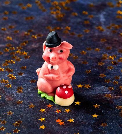 Produktbild fr 'Marzipan Schwein Casanova mit Pilz 100g'