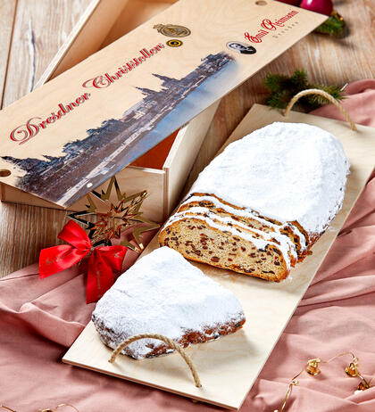 Produktbild fr '3000g Dresdner Stollen in hochwertiger Holzbox inklusive Schneidebrett'