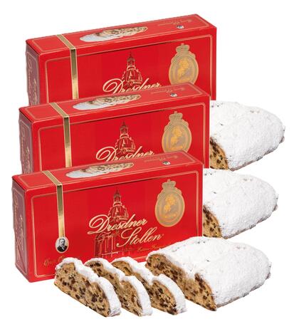 Produktbild fr 'Dresdner Stollen Edition Frauenkirche im Geschenkkarton  Vorteilspaket 3 x 500 g'