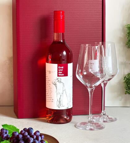 Produktbild fr 'Geschenkpaket Wein Ros mit 2 Glsern'