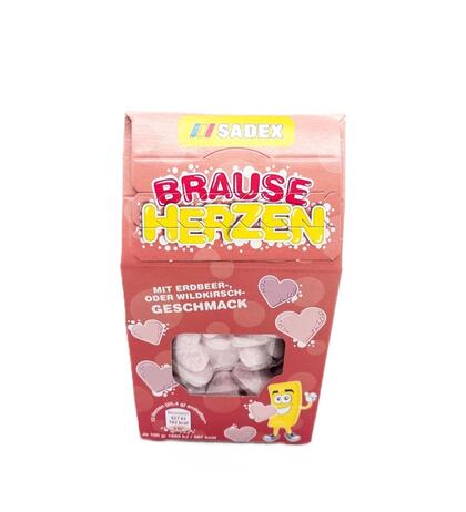 Produktbild f�r 'Sadex Brause Herzen mit 20% Traubenzucker Erdbeer/Wildkirsche 125g'