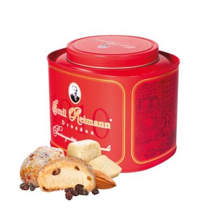 Produktbild f�r '300g Stollenkonfekt Marzipan in der ovalen roten Schmuckdose'