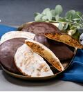 Produktbild fr '350g Elisenlebkuchen mit Marzipanfllung 3x mit Zartbitterschokolade und 2x mit Zuckerglasur berzogen.'